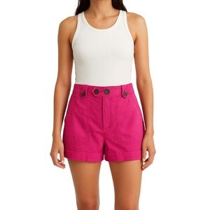 MAEVE by ANTHROPOLOGIE NWOT Pink Linen-Blend Button-Tab Shorts‎ Size O